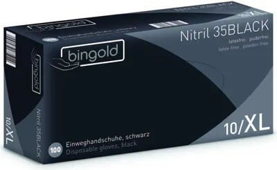 Produktbild von Einweghandschuh Nitril 35BLACK 635104 XL 100 Stück Packung mit 10 Stück