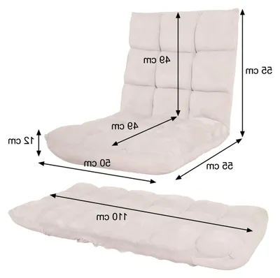 Produktbild von Bodensessel, Relaxsessel mit Klappfunktion, 6 verstellbare Relaxpositionen, stabiles Gestell aus Samt - Creme-grau