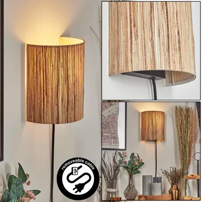 Produktbild von Iseo Wandlampe aus Metall/Seegras in Schwarz/Natur
