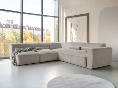 Produktbild von MIUFORM Flex Felix Modulares 6-Sitzer Ecksofa MIUFORM Flex Felix Modulares Ecksofa L-FORM LINKS - 265 x 248 cm - Dunkelbeige - Sofa Couch