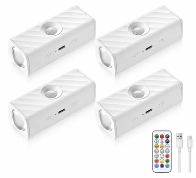 Produktbild von LED Schrankbeleuchtung mit Bewegungsmelder, magnetische Akku Lampe RGBW mit USB-C Laden, dimmbares Nachtlicht für Küche Schrank und Bad