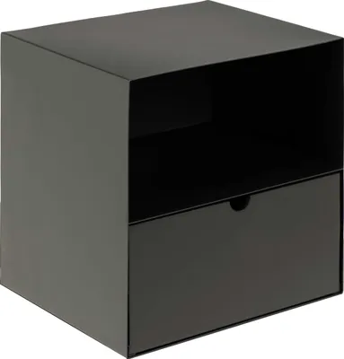 Produktbild von Joliet Nachttisch Wandbehang mit 1 Regal und 1 Schublade schwarz.