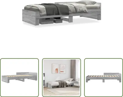 Produktbild von The Living Store Bettgestell Grau Sonoma 75x190 cm Holzwerkstoff