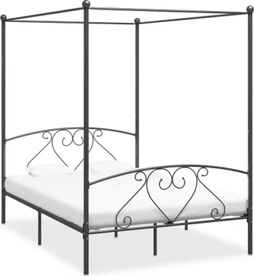 Produktbild von vidaXL Himmelbett-Gestell Grau Metall 160 x 200 cm