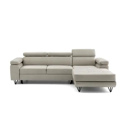 Produktbild von MUFFO Ecksofa NORIS L Rechts mit Schlaffunktion 128x203 Velours Beige