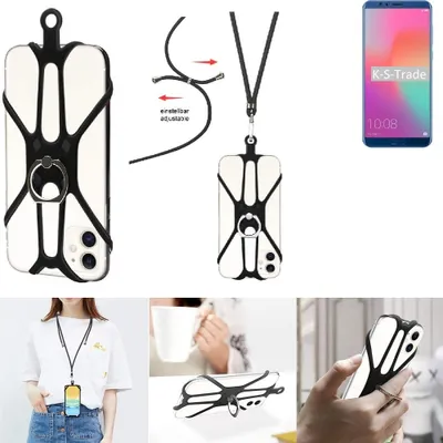 Produktbild von K-S-Trade 3in1 Handykette Handyband Handykordel Halsband Smartphone-Ring Handy-Ring kompatibel mit Huawei Honor View 10 Fingerhalterung Handyring