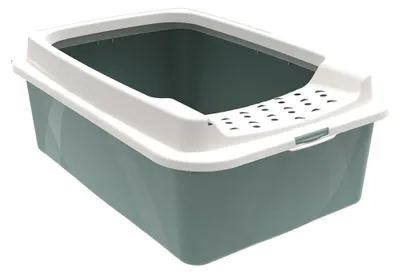 Produktbild von Rotho Katzentoilette Eco Bonnie - Katzenklo mit niedrigem Einstieg von oben - Katzen Toilette 57,2 x 39,3 x 21 cm - Schalentoilette hohe Umrandung