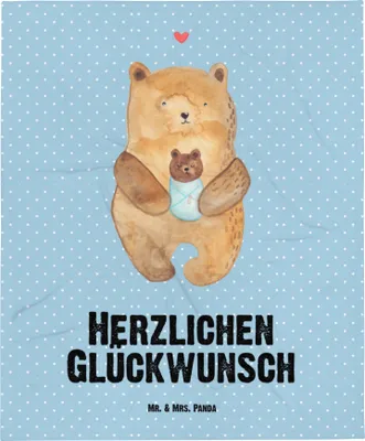 Produktbild von Mr. & Mrs. Panda Babydecke Bär Baby - Blau Pastell - Geschenk, Kinderdecke, Teddy, Plaid, Nichte, Geburtstag, Eltern, Geburt, Schlummerdecke, Schmusedecke, Fleecedecke