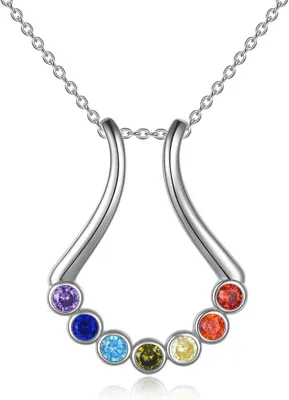 Image de Collier support d'anneau Argent Sterling 7 Chakra Pendentif Femme Fille Bijoux