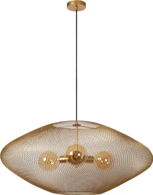 Produktbild von Hängeleuchte Metall rund D: 85 cm H: max. 500 cm in Messing E27 3-flammig Vintage Käfigschirm Pendelleuchte