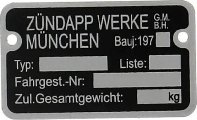 Produktbild von BestPrice Rahmenschild 197... kompatibel mit Zündapp