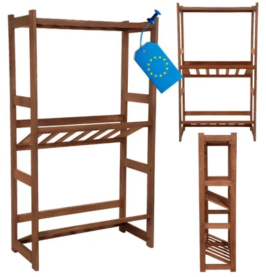 Produktbild von MODO24 Kombiregal Holz, 1 Flaschenablage, 2 Kistenböden, Standregal, Vorratsregal, Allzweckregal, Massivholz Kiefer, 124,2x70x33 cm, Braun, LSR