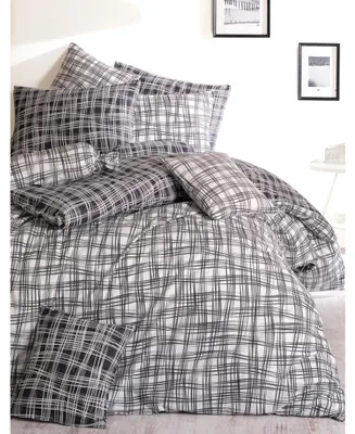 Productafbeelding van Katoenen beddengoed "Straw", zwart. Afmetingen: 140x200 cm + 70x90 cm
