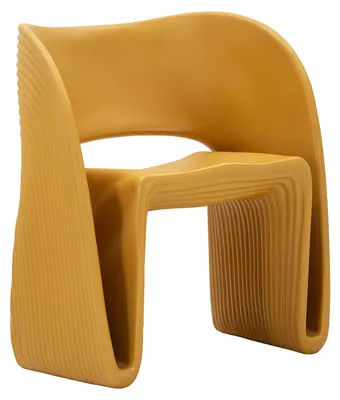 Image de Fauteuil Couleur Sable Moutarde 65 X 57,5 X 76 Cm En Polyéthylène - Silhouette Sculpturale Contemporaine - Série 940