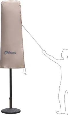 Produktbild von Famanu Schutzhülle für Sonnenschirm - UV-beständig und wasserabweisend - 160 cm x 50/62 cm - Taupe