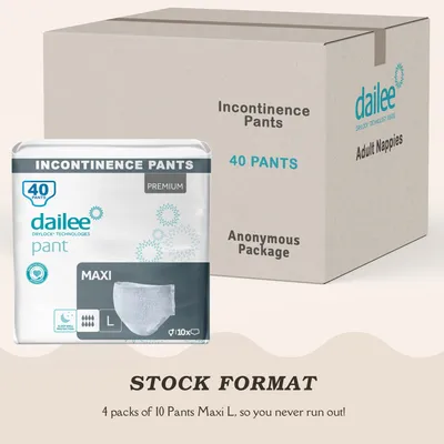 Produktbild von Dailee Pants Plus - 40x Windeln für Erwachsene - Inkontinenz Pant Männer und Damen - 8 Tropfen, Größe L