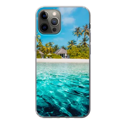 Produktbild von MuchoWow® Handyhülle Schutzhülle Hülle für iPhone 12 Pro Strand - Palmen - Meer Silikon Softcase Handy Hülle - Abdeckung
