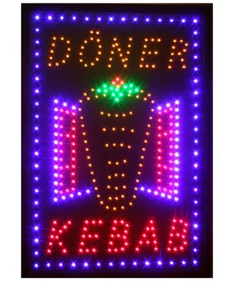 Produktbild von Miobo LED-Schild Döner Kebab, schwarz, ca. 5cm dick, für Innenräume, 2 Haken, 5W, 200m Sichtweite