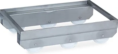 Produktbild von 6-Rad Wipproller aus Edelstahl, LxBxH 660x415x175 mm, Tragkraft 300 kg, für Eurobehälter 600 x 400 mm
