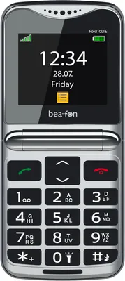 Produktbild von Beafon Fold 10 LTE, Klappgehäuse, Single SIM, 5,59 cm (2.2"), Bluetooth, 1000 mAh, Schwarz, Silber