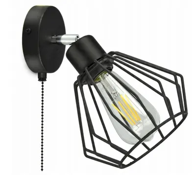 Produktbild von Luxolar Wandlampe mit Schalter Schwarz E27 W60 – Loft Wandleuchte mit Drahtschirm - Industrial Design