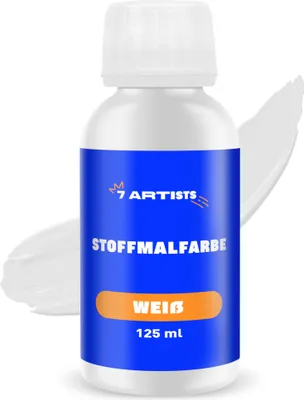 Produktbild von 7 Artists Textilfarbe Waschmaschinenfest - Textilfarbe Weiß 125 ml | Stofffarbe | Stoffmalfarben Waschfest | Textilfarben | Fabric Paint