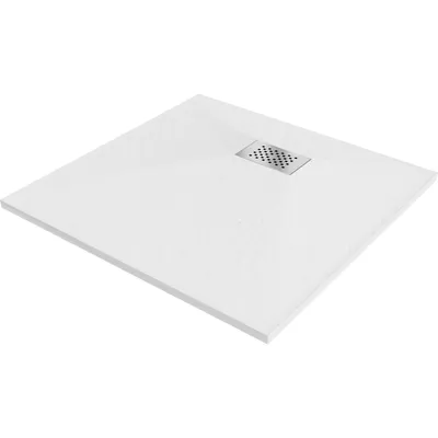 Produktbild von Mexen Hugo quadratische Duschwanne SMC 70 x 70 cm, weiß, Abdeckung Inox - 42107070-X