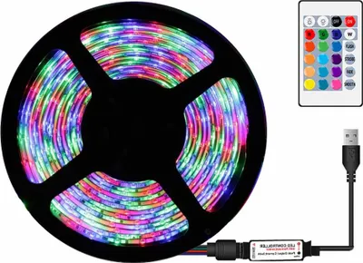 Produktbild von lapamax LED-Streifen RGB, 1m, USB, 60 LEDs, wasserdicht, selbstklebend, mit Farbwechsel & Fernbedienung, Hintergrundbeleuchtung für TV, Monitor, Decke, Spiegel, Schrank, nicht wiederanschließbar nach Zuschnitt