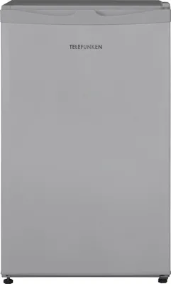 A silver Telefunken refrigerator is shown against a white background.