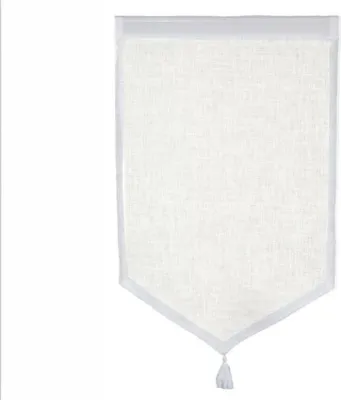 Produktbild von Ein Paar kleine Vorhänge aus 100% Leinen mit Spitze und Pompon