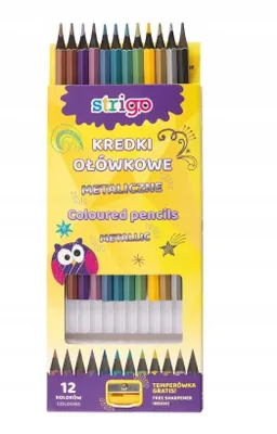 Zdjęcie produktu dla Strigo Kredki Ołówkowe Metaliczne 12 Kolorów – Ożywiaj swoje dzieła sztuki!