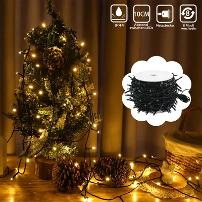 Image de XINZI LED Fairy Lights - 50m 500 LEDs, blanc chaud, 8 modes, IP44, guirlande lumineuse décorative pour fête, cérémonie, mariage, Noël