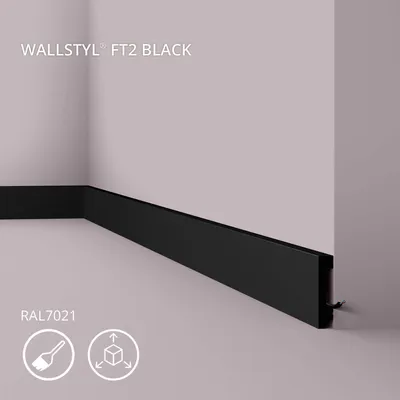 Produktbild von NMC FT2 BLACK WALLSTYL Sockelleiste Wandleiste Friesleiste  bereits lackiert 2 m