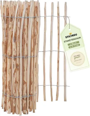Produktbild von Haselnuss-Staketenzaun, 90 cm hoch, 5 Meter lang, Lattenabstand 3-5 cm