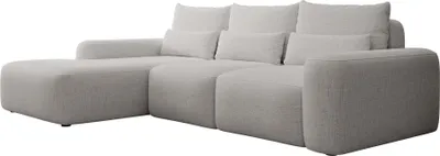 Produktbild von Selsey Carnos – Ecksofa mit Schlaffunktion, Lendenkissen, wasserabweisendem Chenille, Grau, links
