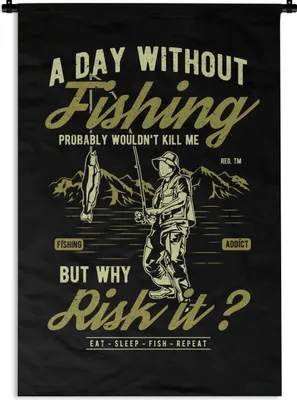 Produktbild von MuchoWow® Wandteppich Wandbehang Fisch - Berg - Jahrgang 90x135 cm Tapisserie Dekoration Wandtuch - Baumwolle - Wandskulptur