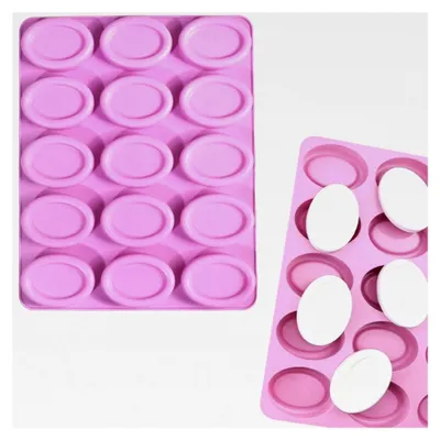 Produktbild von Ovale Silikonform, 2 Packungen mit 15 Mulden, Antihaft-Silikonformen für Cake-Pops, Seife, Schokolade, Kekse, Badekugeln, Käsekuchen