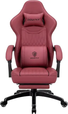 Produktbild von Gaming Stuhl mit Frühling Kissen,Racing Gamer Stuhl mit Massage, Ergonomischer Gaming Sessel mit Fußstütze Bürostuhl Kunstleder Rot