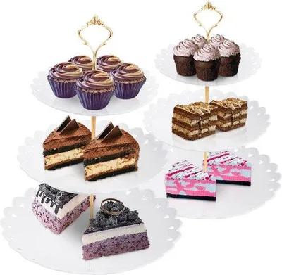 Produktbild von 2-lagiger Cupcake-Stand für Desserts, Obst und Gebäck, ideal für Hochzeit und Party