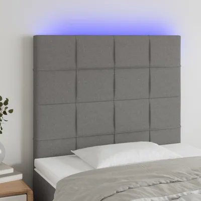 Produktbild von vidaXL LED Kopfteil Dunkelgrau 80x5x118/128 cm Stoff - LED Kopfteil - LED Kopfteile - Kopfteil - Bett-Kopfteil