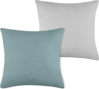 Produktbild von STOF | Sofakissen - Dekokissen - DUO - 50x50 cm - Jadefarben & Silber - Zweifarbiger Kissenbezug - Hochwertige Baumwolle - 1 Stück