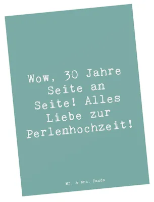 Produktbild von Mr. & Mrs. Panda Postkarte Spruch 30. Hochzeitstag Perlenhochzeit - Meeresbrise - Geschenk, Geschenke, Meilenstein, Grußkarte, Ansichtskarte, bildkarte, Heirat, Ehe