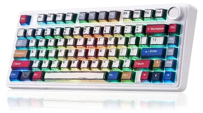 Obrázek produktu pro Bezdrátová mechanická herní klávesnice AULA F75 s RGB LED podsvícením - rozložení QWERTY (US) - 2,4 GHz/USB-C/Bluetooth pro Windows/Mac, motiv: Comic Reaper
