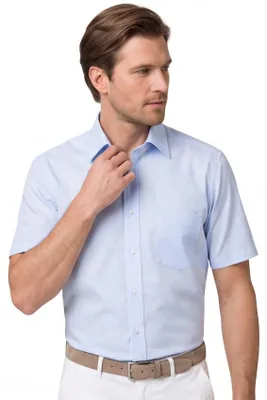 Produktbild von Eterna Hemd Kurzarm Comfort Fit weite Passform hellblau einfarbig Baumwolle
