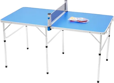 Productafbeelding van Tafeltennistafel Kit - Mini Tafeltennis - Binnen en buiten - Inklapbaar ontwerp - 152 x 76 cm - Blauw Zilver
