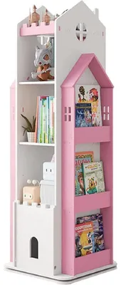 Immagine prodotto di Libreria girevole a 360° per bambini, rosa, con 3 ripiani
