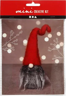 Produktbild von Creativ Company Mini-Hobby-Set, Weihnachtszwerg mit grauem Bart, H: 13 cm, 1 Box