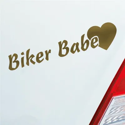 Produktbild von Auto Aufkleber Biker Babe Bikerbabe Motorrad Frau 19x4 cm Gold Sticker Heckscheibenaufkleber