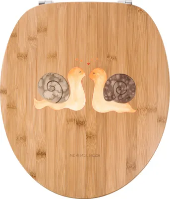 Produktbild von Mr. & Mrs. Panda mdf wc sitz Schnecken Liebe - Transparent - Geschenk, Klositz, WC-Sitz, Toilettendeckel, Zufrieden, Verliebt, Hocheitstag, Klobrille, glücklich, Holz