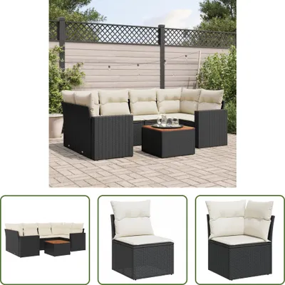 Produktbild von The Living Store 7-tlg. Garten-Sofagarnitur mit Kissen Schwarz Poly Rattan